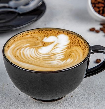 فلات وايت ساده كبير.           قهوة اسبرسو مغطاه بطبقه رقيقه من الحليب