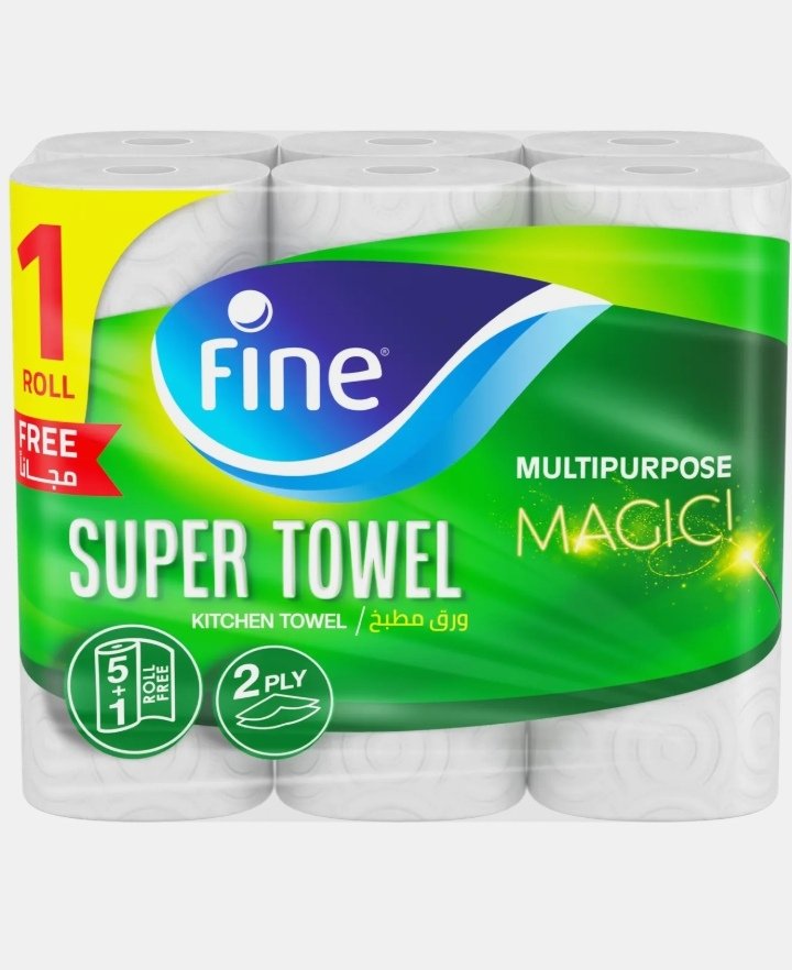 فاين مناديل مطبخ سوبر تاول 2 طبقه 6 رول