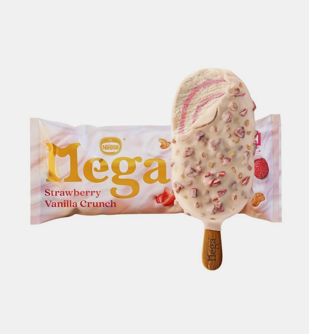 نستله ميجا ايس كريم فانليا وفراولة كرانش 95 مل