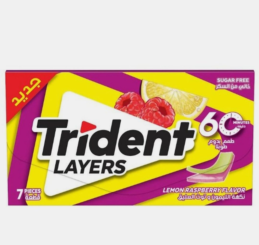 ترايدنت علكة بنكهه التوت والليمون خالية من السكر 7 قطع 13.5 جم
